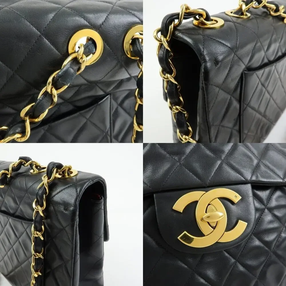 Chanel Matelasse Lambskin Jumbo 34 Flap Bag Black